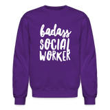Badass Social Worker Crewneck Sweatshirt - purple