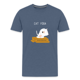 Cat Yoga Kids' Premium T-Shirt - heather blue