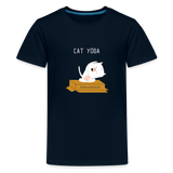 Cat Yoga Kids' Premium T-Shirt - deep navy