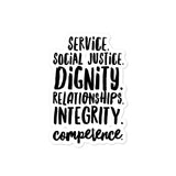 Social Work Values Sticker
