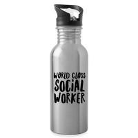 World Class Social Worker Water Bottle - silver