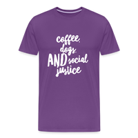 Coffee, dogs, and social justice Men's-cut Premium T-Shirt - purple