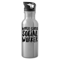 World Class Social Worker Water Bottle - silver