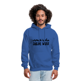 Research is also Social Work:  Men's-Cut Unisex Hoodie - royal blue