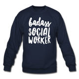 Badass Social Worker Crewneck Sweatshirt - navy