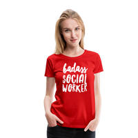Badass Social Worker Women’s Cut Premium T-Shirt - red