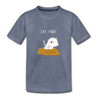Cat Yoga Kids' Premium T-Shirt - heather blue