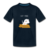 Cat Yoga Kids' Premium T-Shirt - deep navy