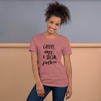 Coffee, dogs, and social justice Short-Sleeve Unisex T-Shirt